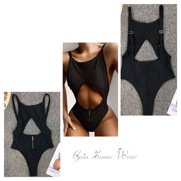 GSW Black Bottom Zippered Front Swimsuit - Picture 2 of 2
